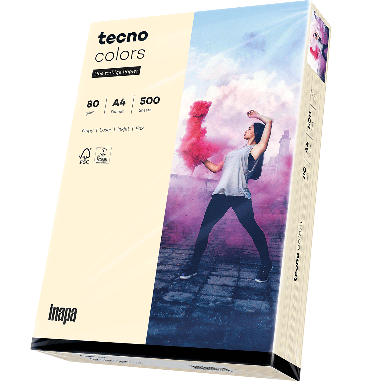 Papier tecno colors 80g A4 hellchamois 500 Blatt