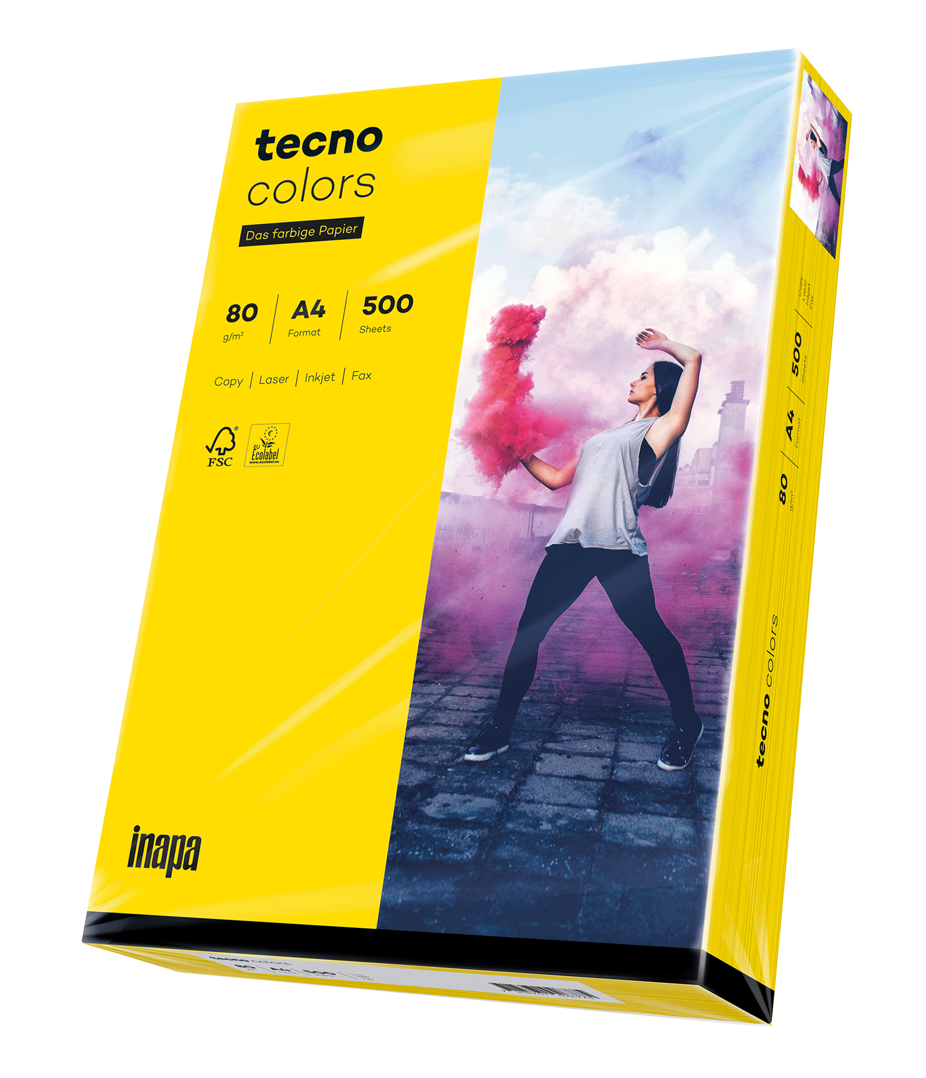 Papier tecno colors 80g A4 intensivgelb 500 Blatt