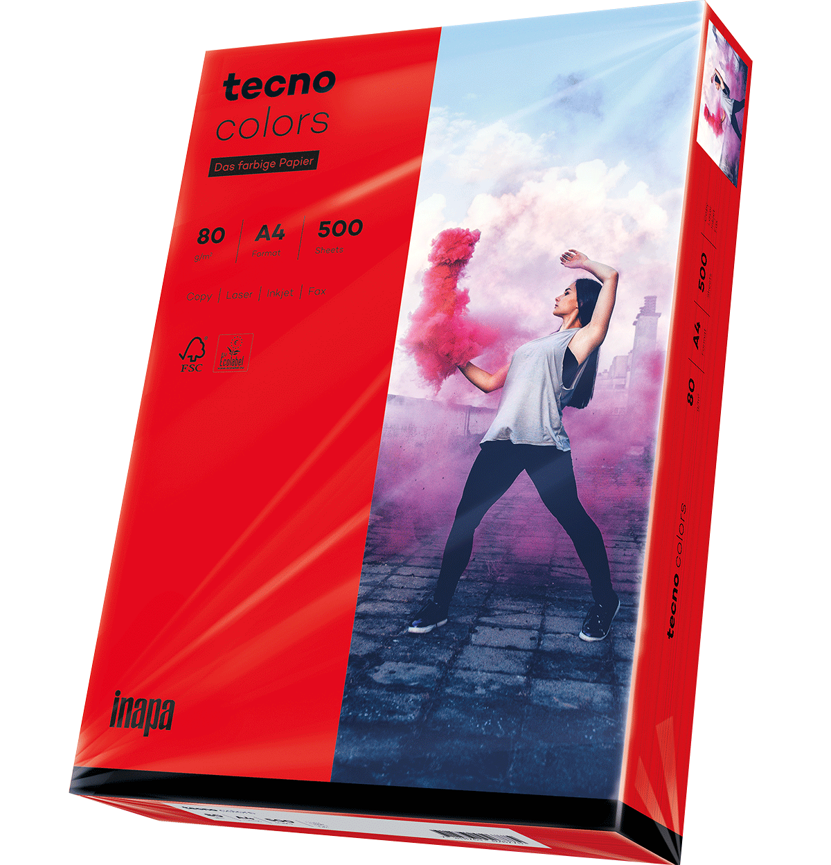 Papier tecno colors 80g A4 intensivrot 500 Blatt