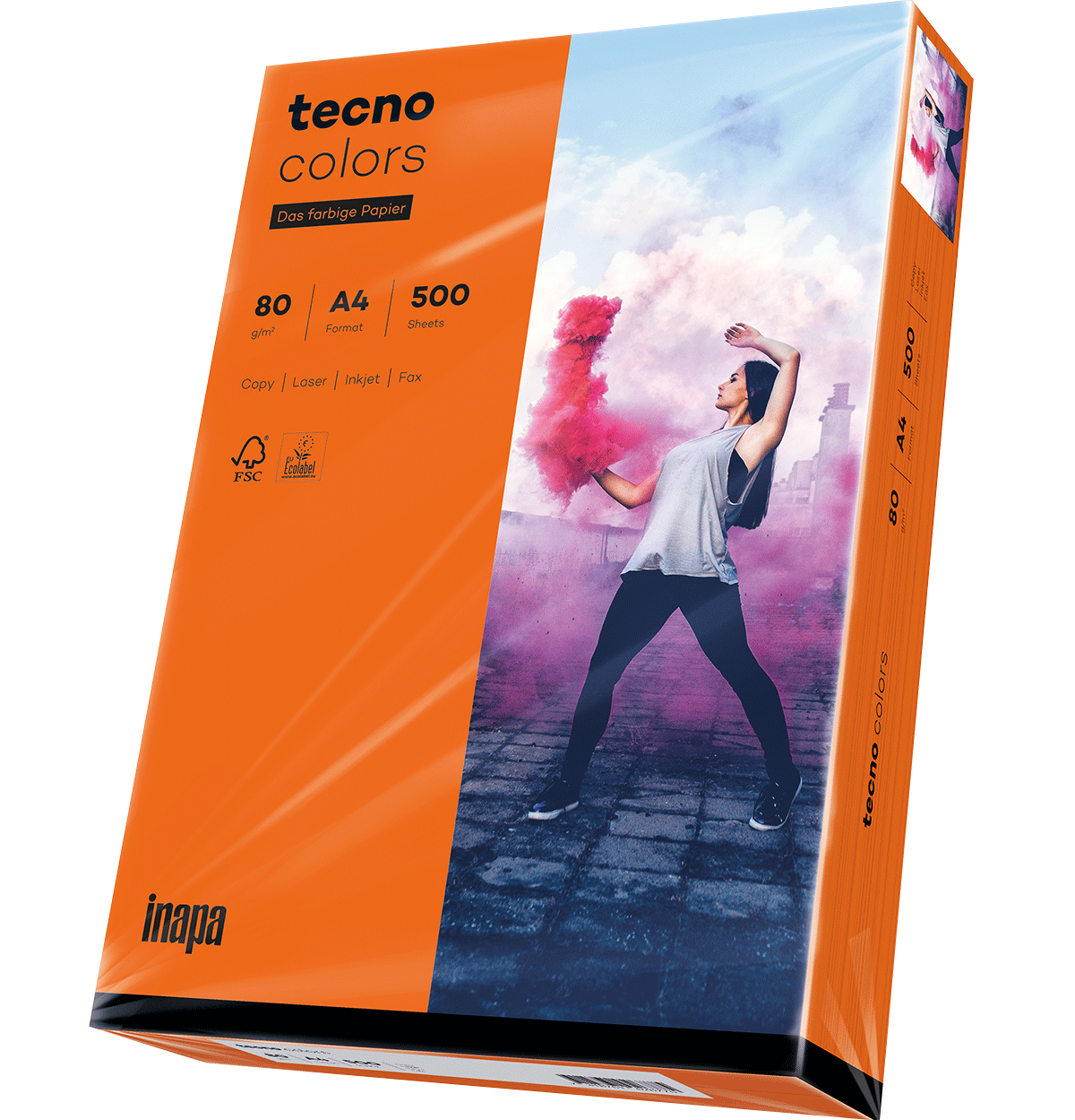 Papier tecno colors 80g A4 orange 500 Blatt