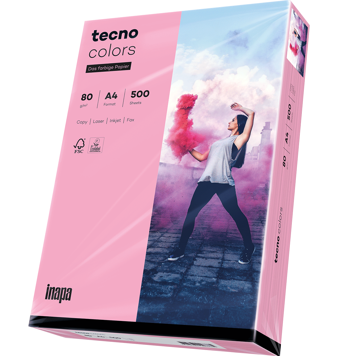 Papier tecno colors 80g A4 rosa 500 Blatt