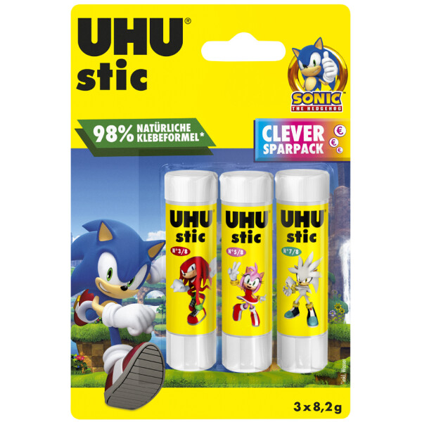 UHU stic SONIC Klebestift, Klebestift lösemittelfrei, recycelter Klebstift, Kleber ohne Lösungsmittel, Schraubkappe Klebestift, Bastelkleber Papier, Klebestift Display 36